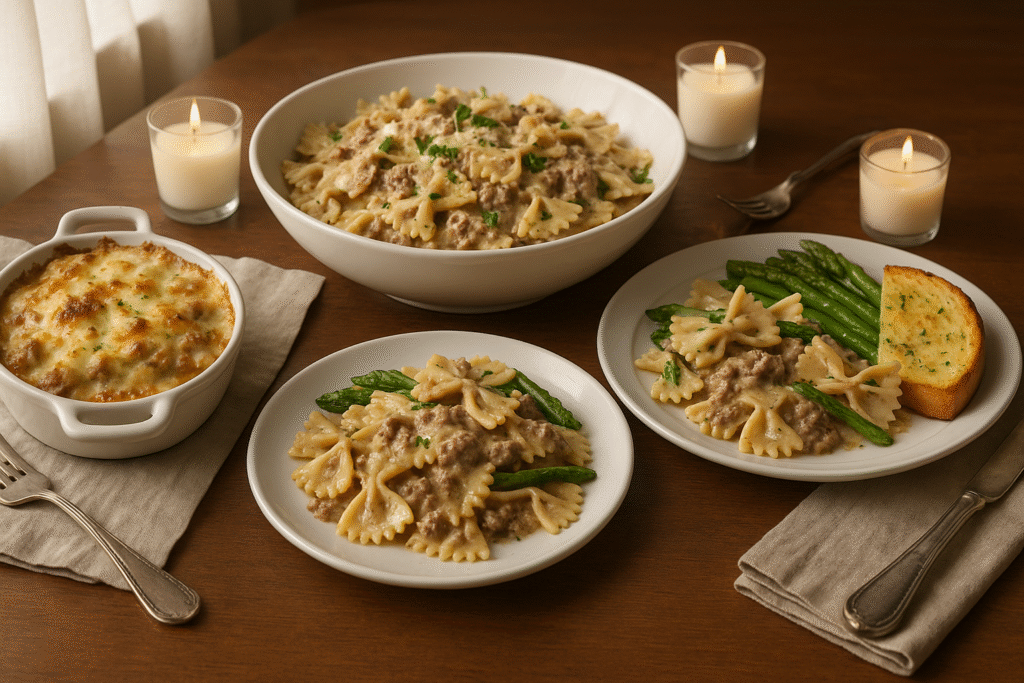 Serving Suggestions for Creamy Beef and Bowtie Pasta
