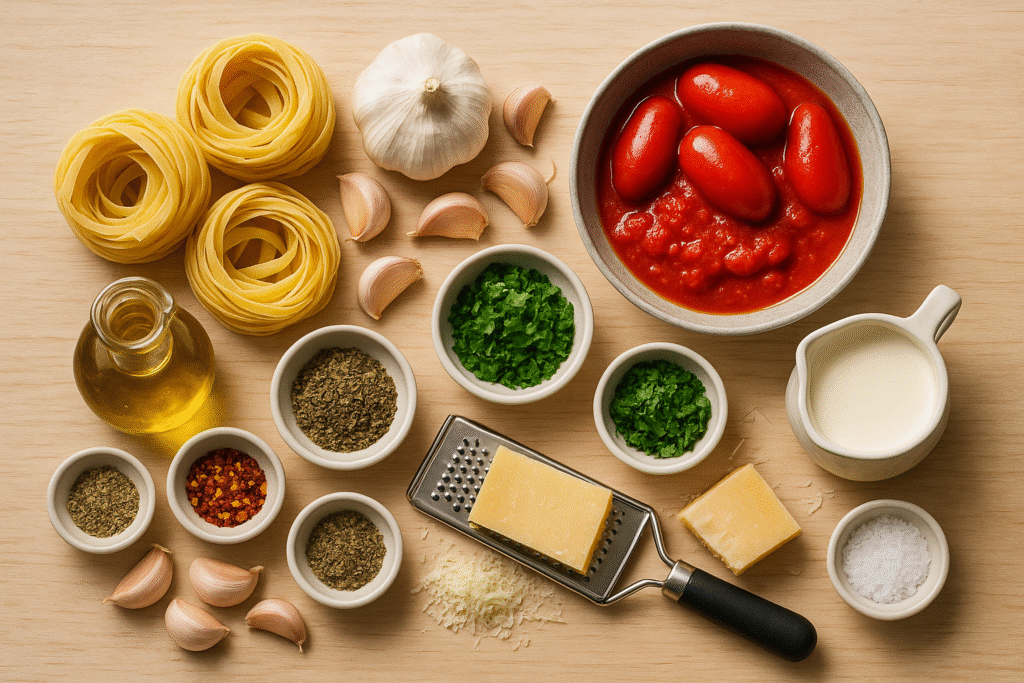 Ingredients You’ll Need Creamy Tomato Garlic Pasta