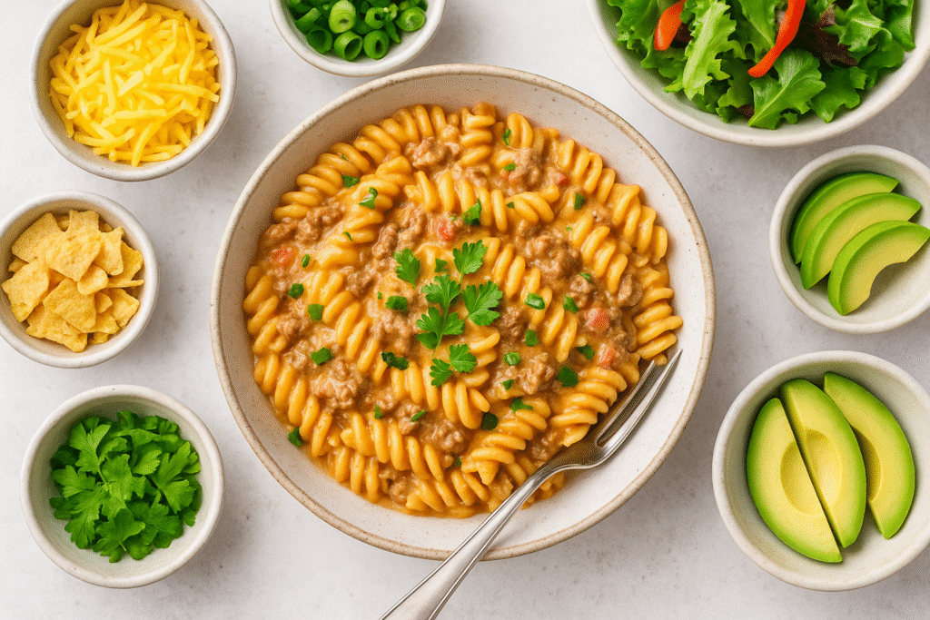 Serving Suggestions Creamy Rotel Pasta with Ground Beef