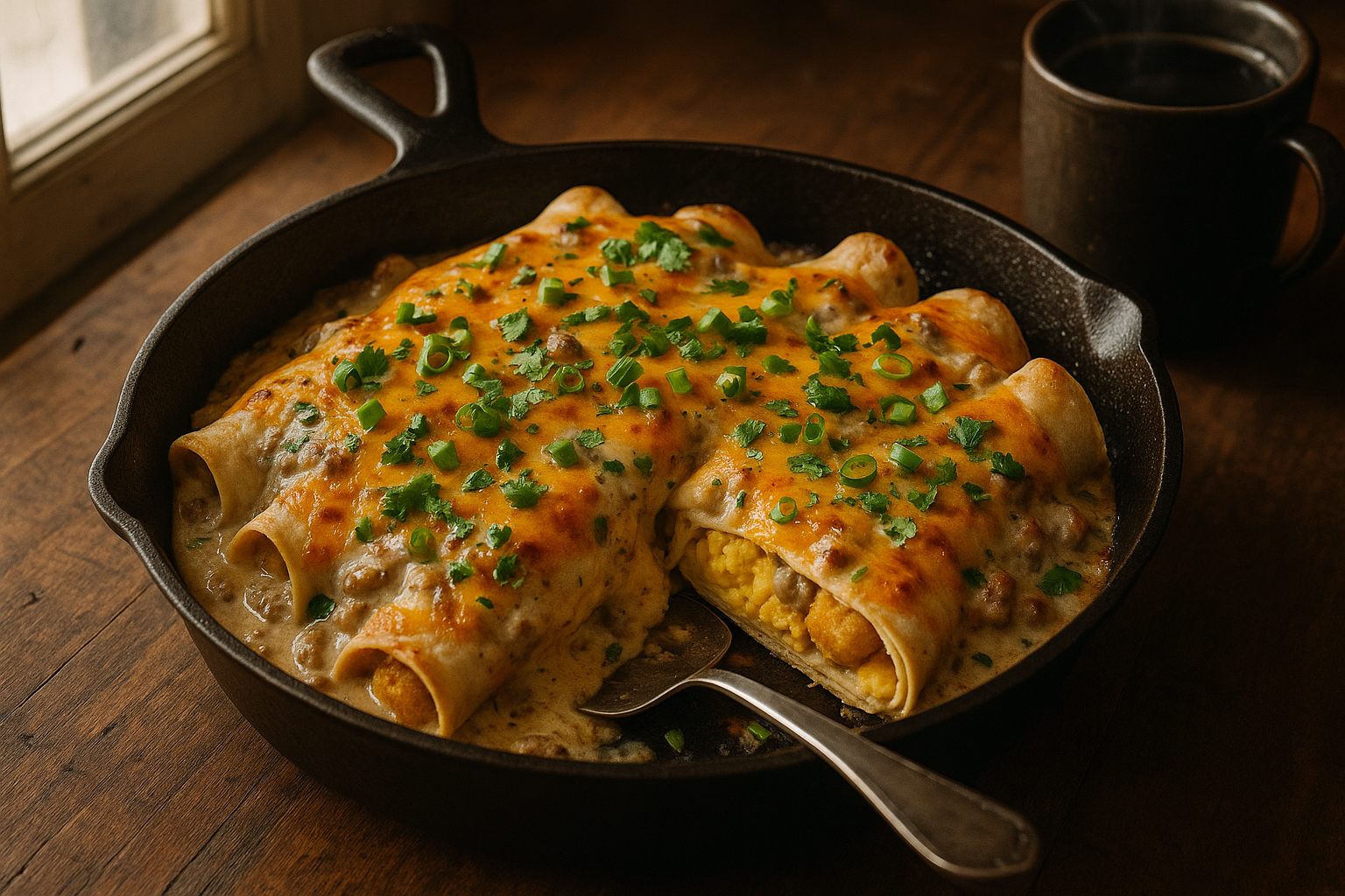 Southern Breakfast Enchiladas with Sausage Gravy