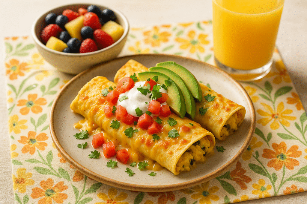 Serving Suggestions Southern Breakfast Enchiladas with Sausage Gravy.